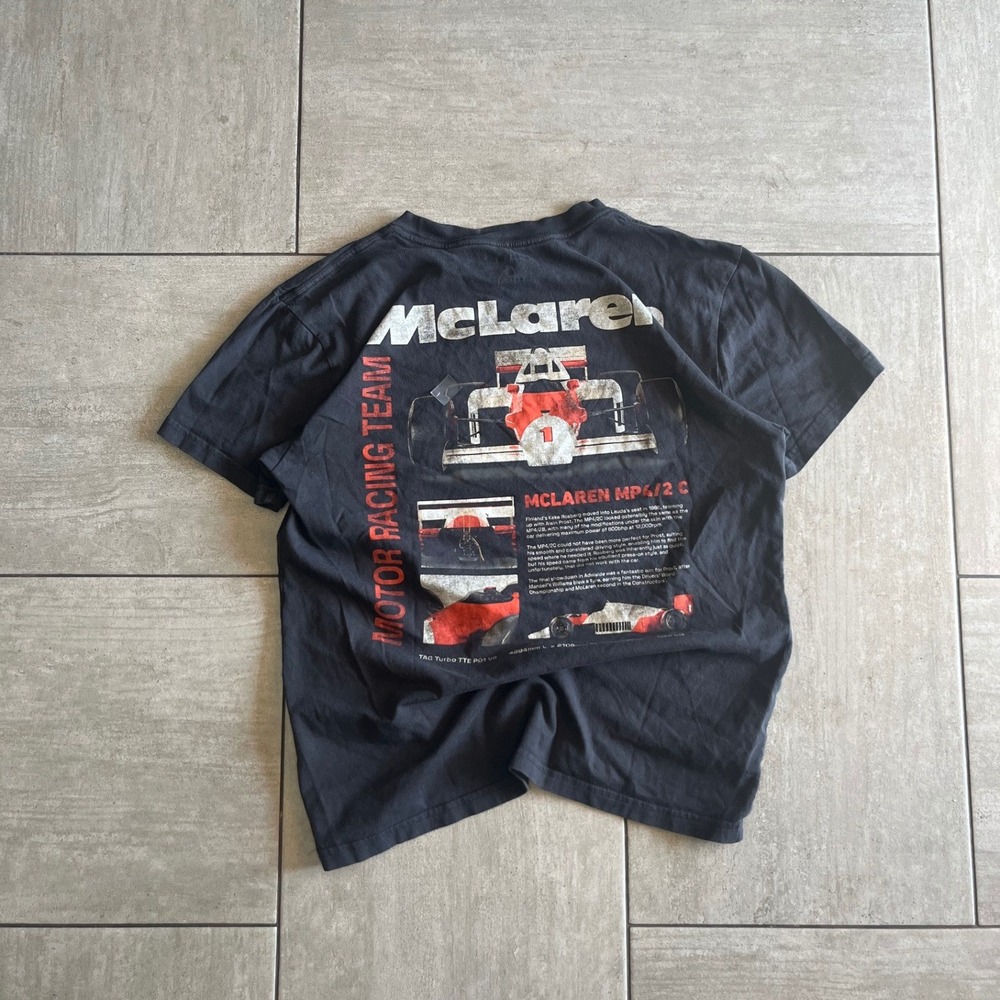 McLaren Formula 1 Team MP4/2 C Motor Racing Graphic T-Shirt Black XS